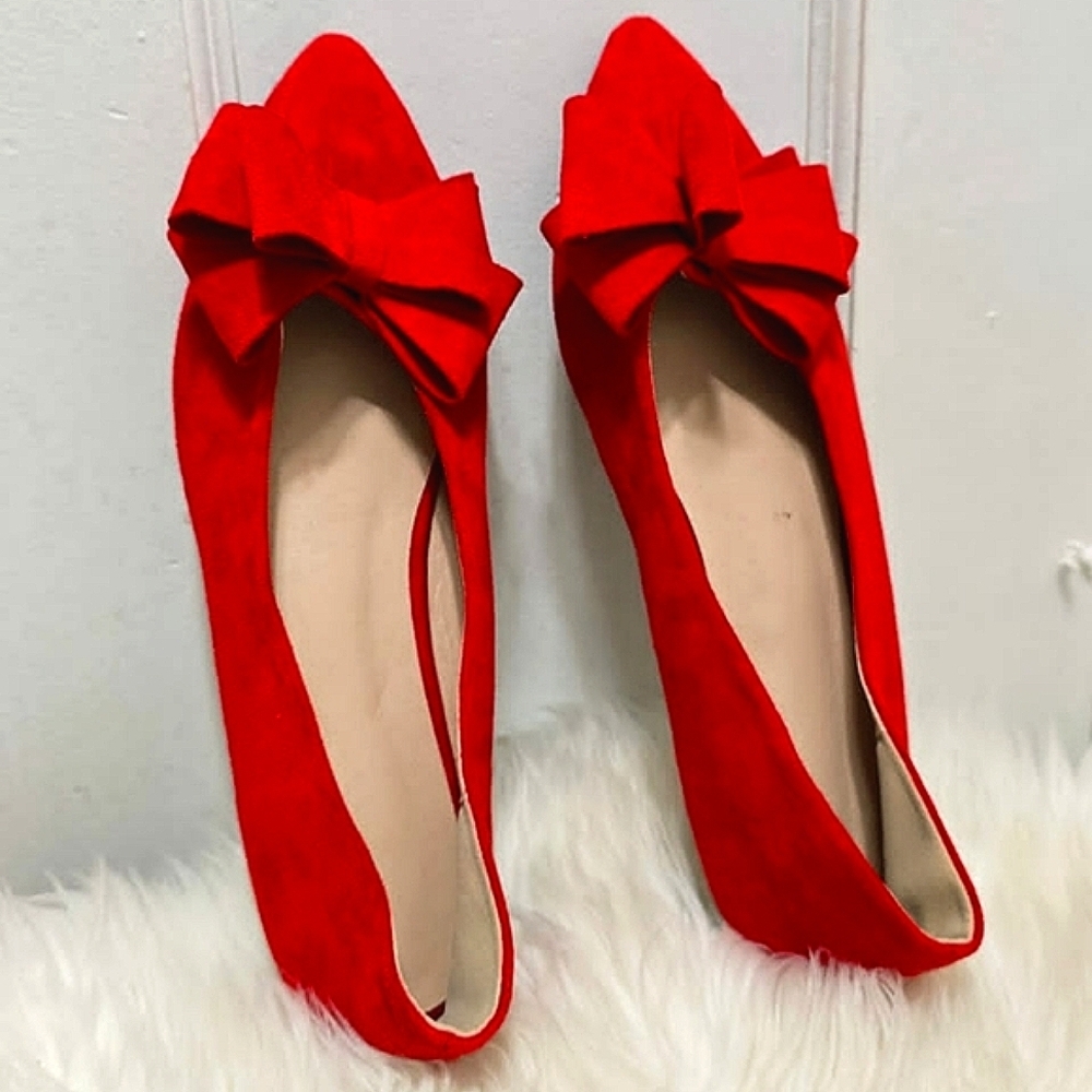 Women Flat Loafers Suede Pointed Toe Bowknot Oxfords Slip on Shoes Size 41🌴✌️ - Picture 3 of 6